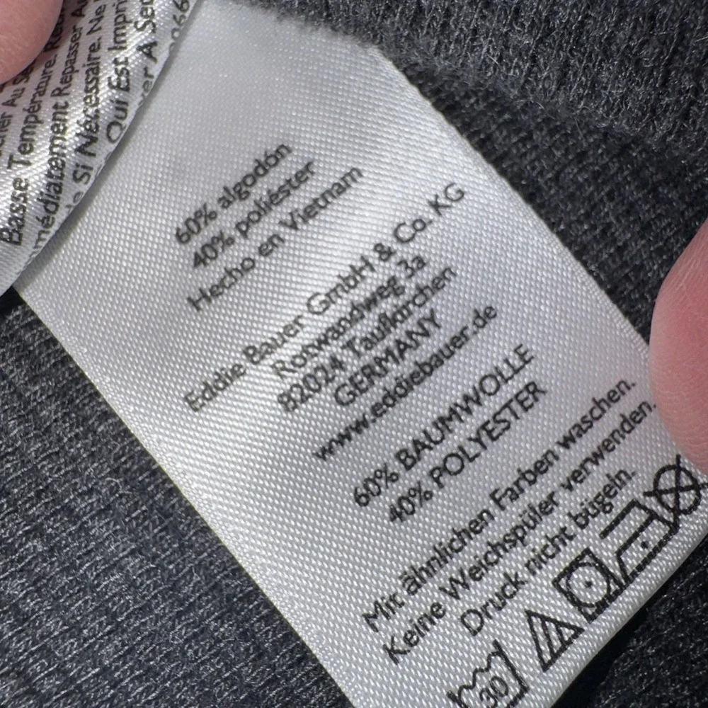 Eddie Bauer Mens XL Thermal Crew‎ Neck Shirt  Charcoal Grey Waffle Knit Casual